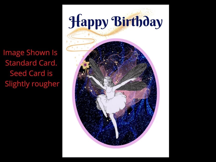 Happy Birthday Card  Fairy Ballerina Personalised Seeded Wiccan Pagan