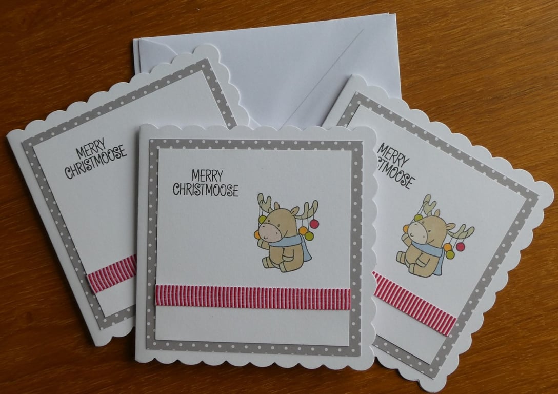 Pack of 3 Merry Christmoose Cards