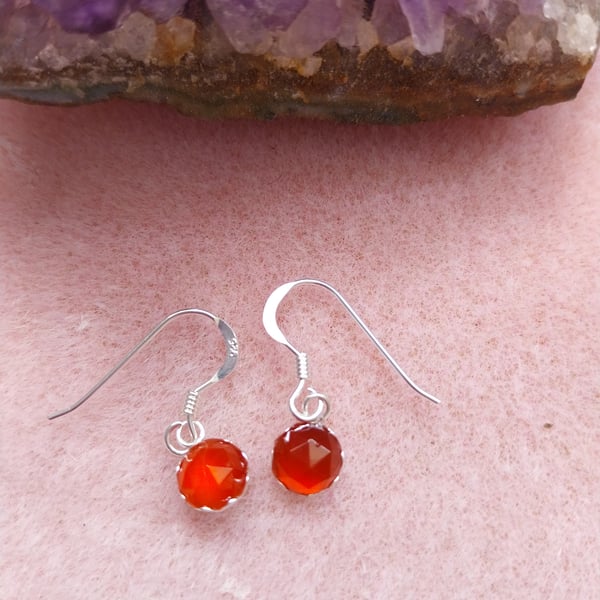 Sterling Silver and Carnelian Earrings 