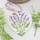 Lavender hand-painted slate heart decoration 