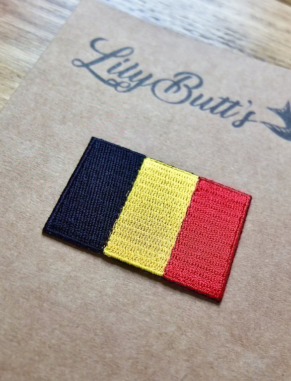 Embroidered Belgium Flag Iron Patch 3.5cm x 5cm