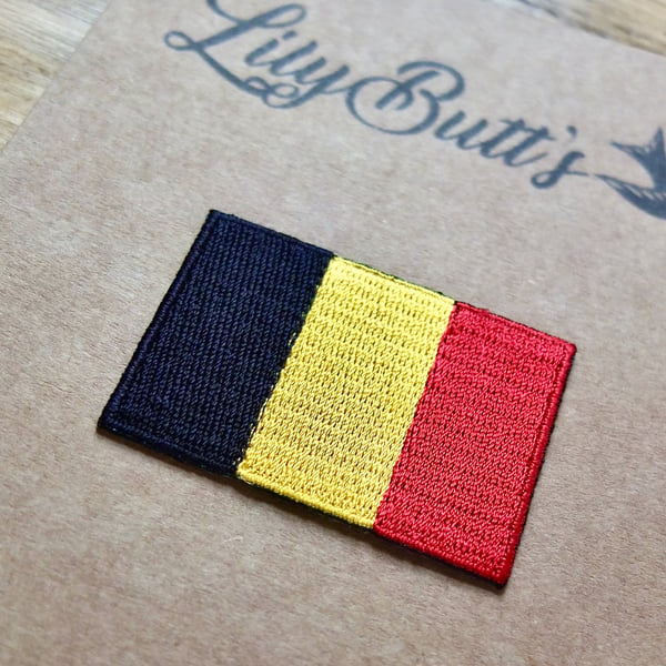 Embroidered Belgium Flag Iron Patch 3.5cm x 5cm