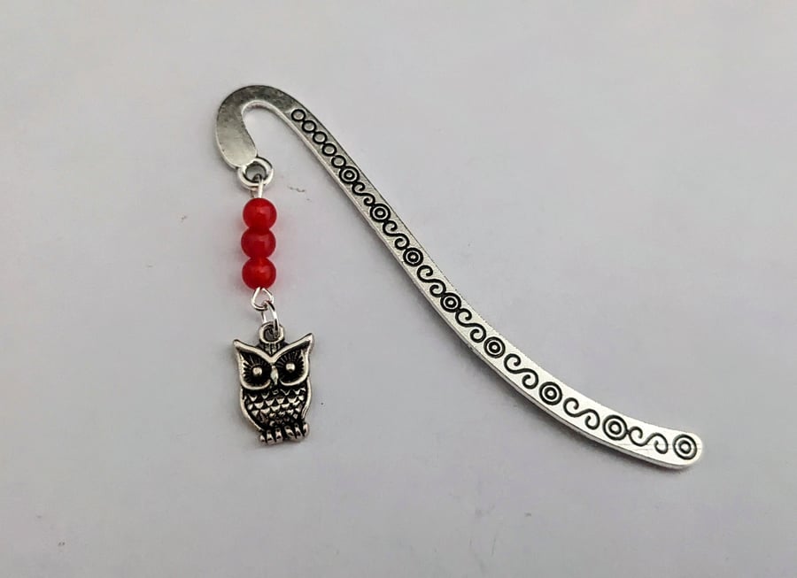 Tibetan silver bookmark with owl charm