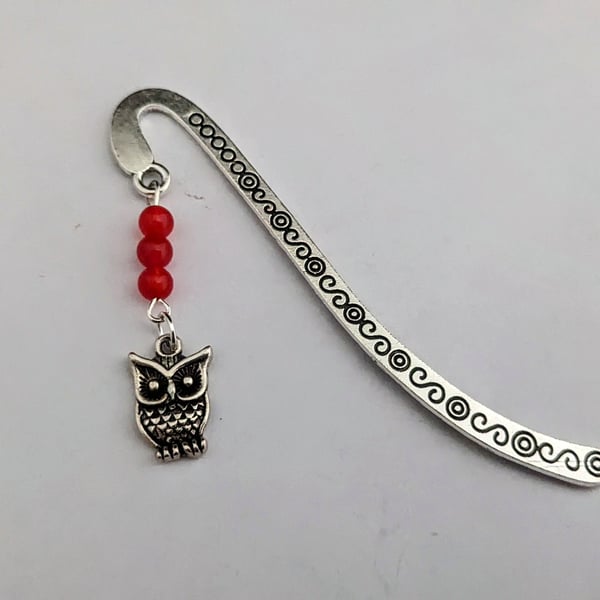 Tibetan silver bookmark with owl charm