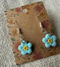 Handmade forget me not  polymer clay dangly earrings - Image 2