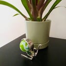 Pot Pals Handmade Snail Garden Ornament - Vintage Fork & Glass Marble Snail - Pl