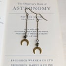 Little Moon earrings on chains - brass shapes with pyrite gems on chain - Autumn
