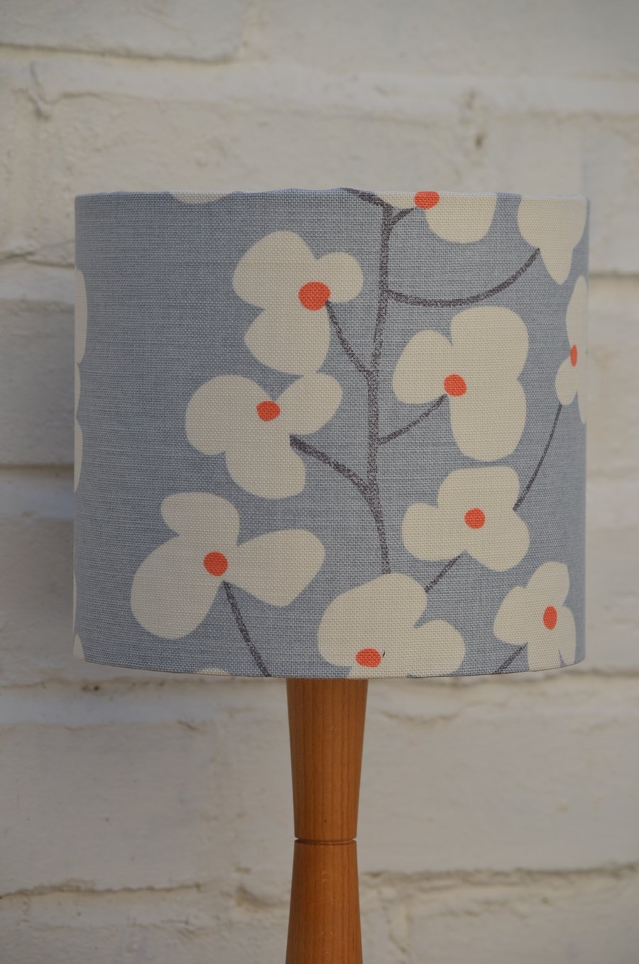 Grey floral lampshade with orange, John Lewis, 30cm