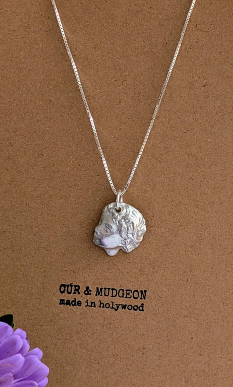 Fine Silver Goddess Pendant Necklace, Hand-Cast Silver Charm