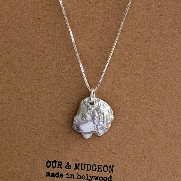 .999 Fine Silver Goddess Pendant Necklace, Hand-Cast Silver Charm