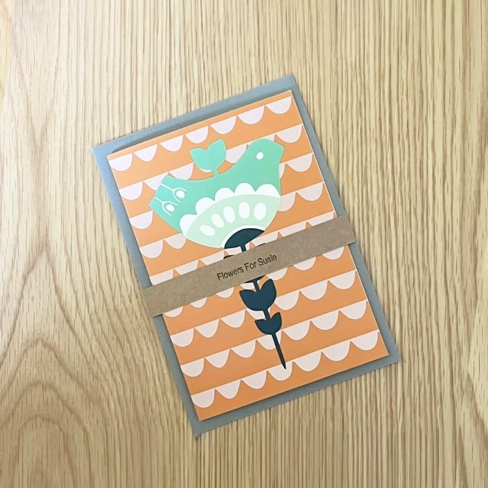 Bird Card from Original Hand Carved Lino Print – Nature Inspired, Blank Card