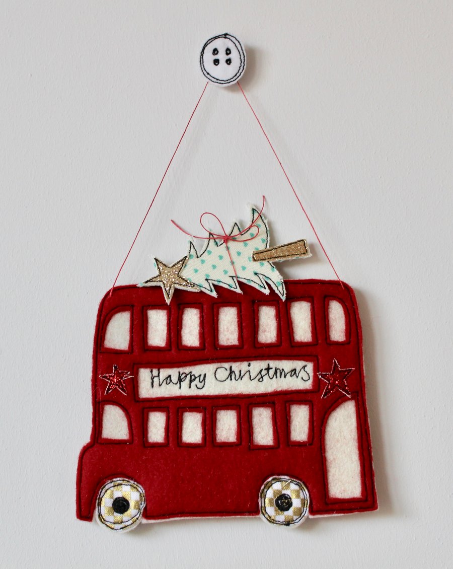 Christmas Red Bus - Hanging Decoration