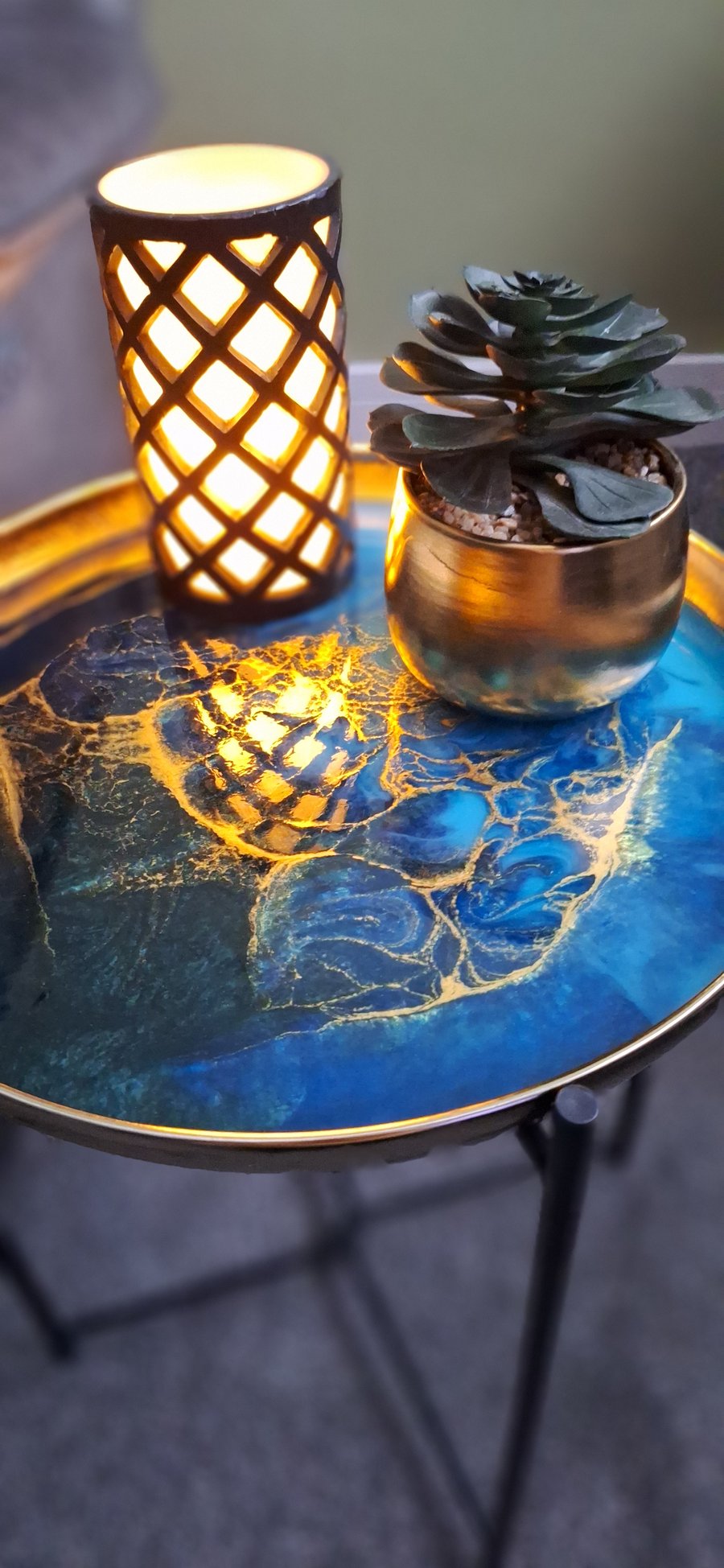 Gold Gilded Resin side table 