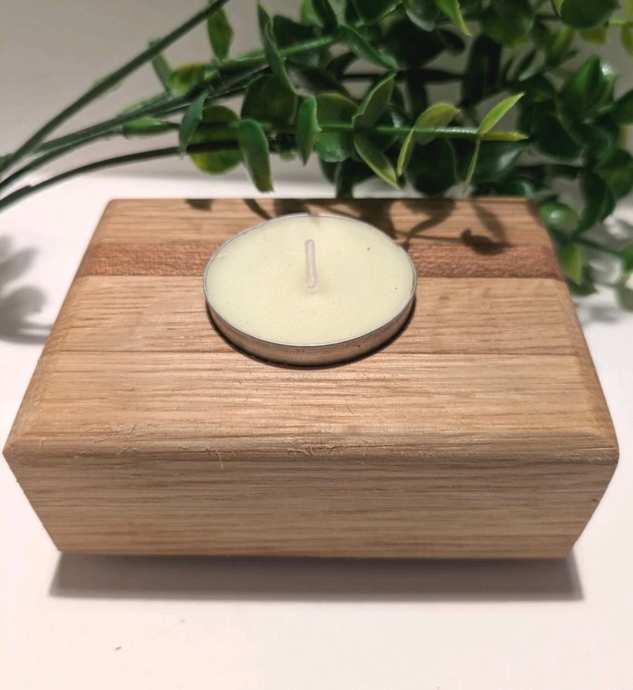Recycled Oak and Mahogany tea light holder