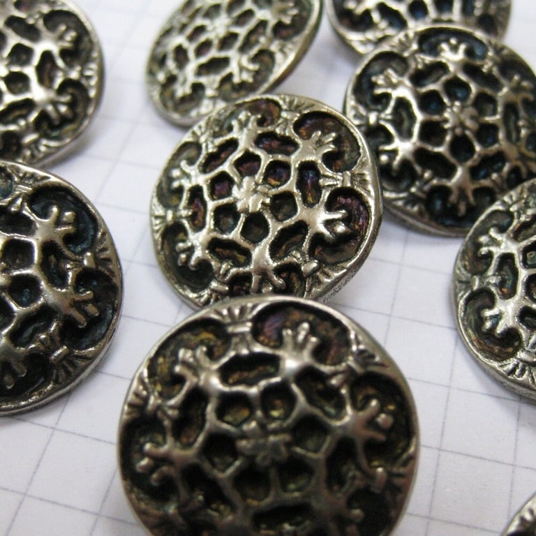 10 Medium Metal Filigree Flower Buttons