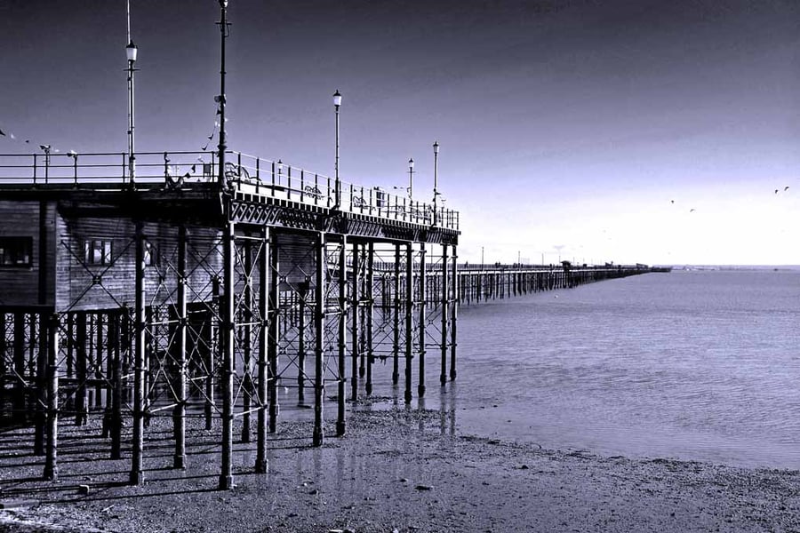 Southend on Sea Pier Three Shells Beach Essex UK 18"x12" Print
