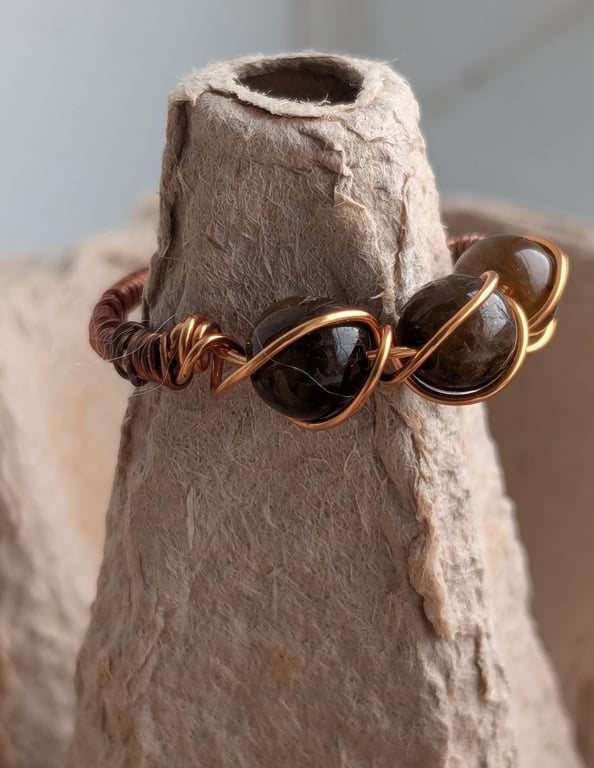 Brown Tourmaline Copper ring 