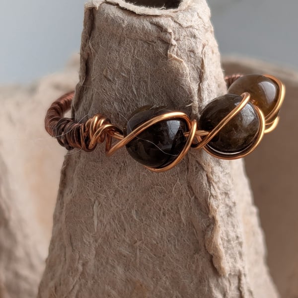 Brown Tourmaline Copper ring 