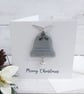 Merry Christmas Card with Festive Silver Bell Christmas Decoration - Image 2