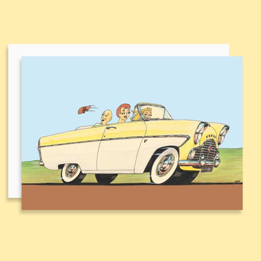 Retro Humour Greetings Card and Envelope, Blank Inside (6"x4")