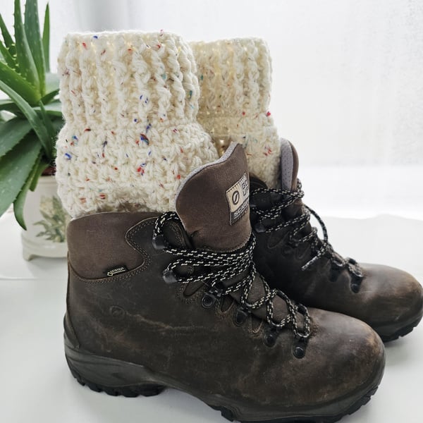 Cream Fleck Boot Cuffs, Nougat Ankle Warmers