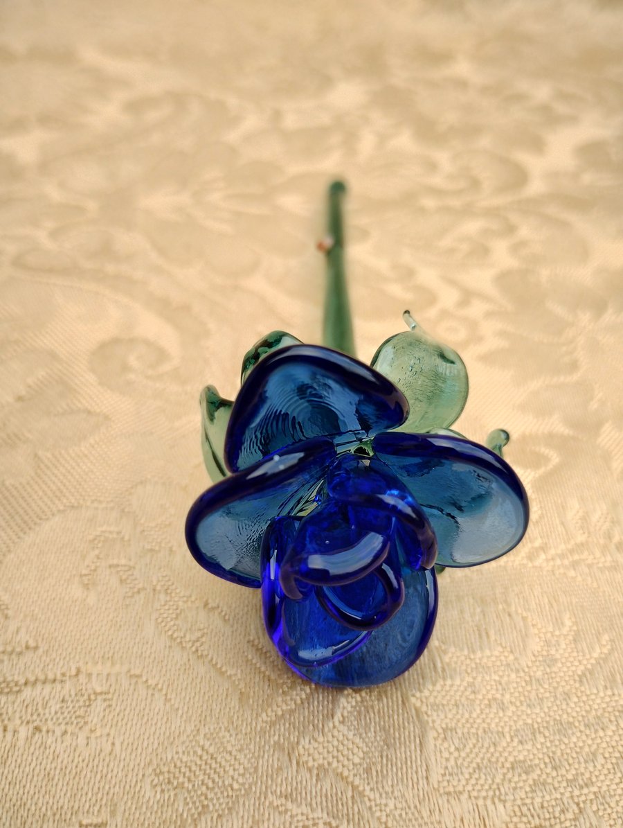 Cobalt blue glass rose