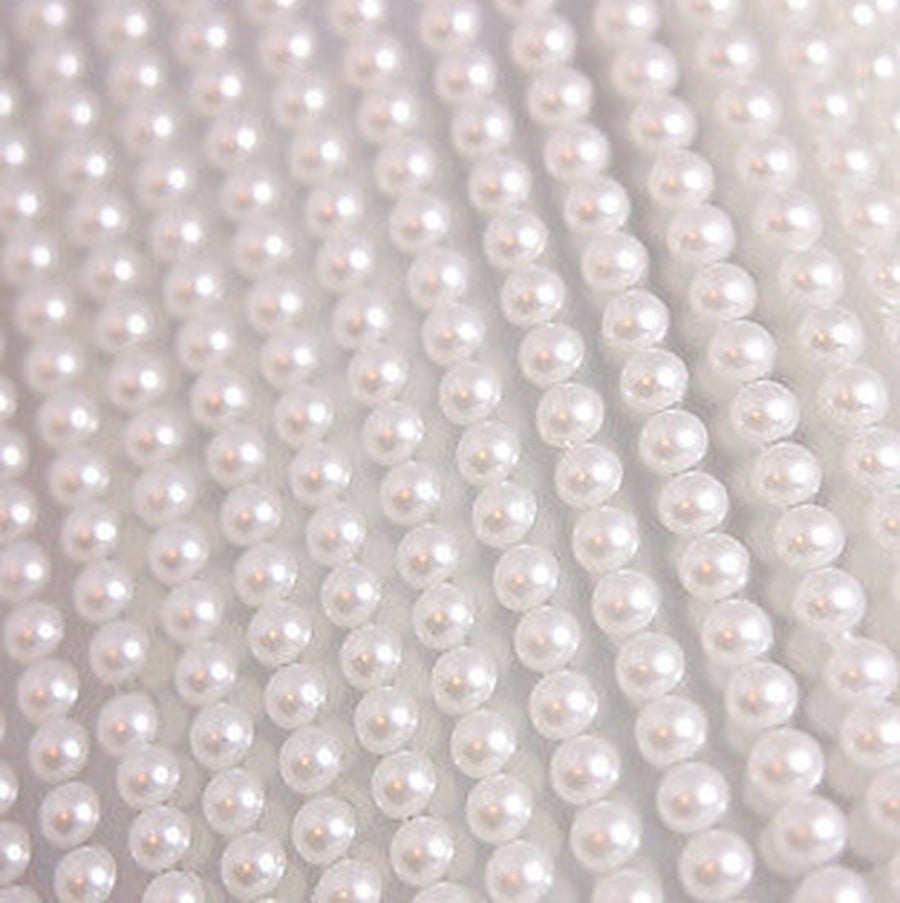 500 x Mini Self Adhesive Pearls 3mm Beautiful Small Round WHITE Pearl Stick On A