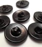7 Art Deco Black Glass vintage buttons, 18mm with back shank - Image 8