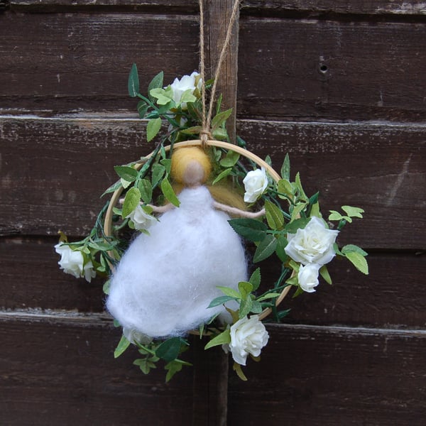 Christmas Fairy and Roses hoop,  Nursery Decoration