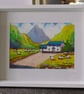 Snowdonia Cottage, North Wales, Original Watercolour in 9.5 x 7.5'' White Frame