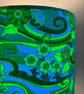 Pop Art Blue Green WATER MUSIC Jonelle 60s 70s Vintage Fabric Lampshade option  - Image 5