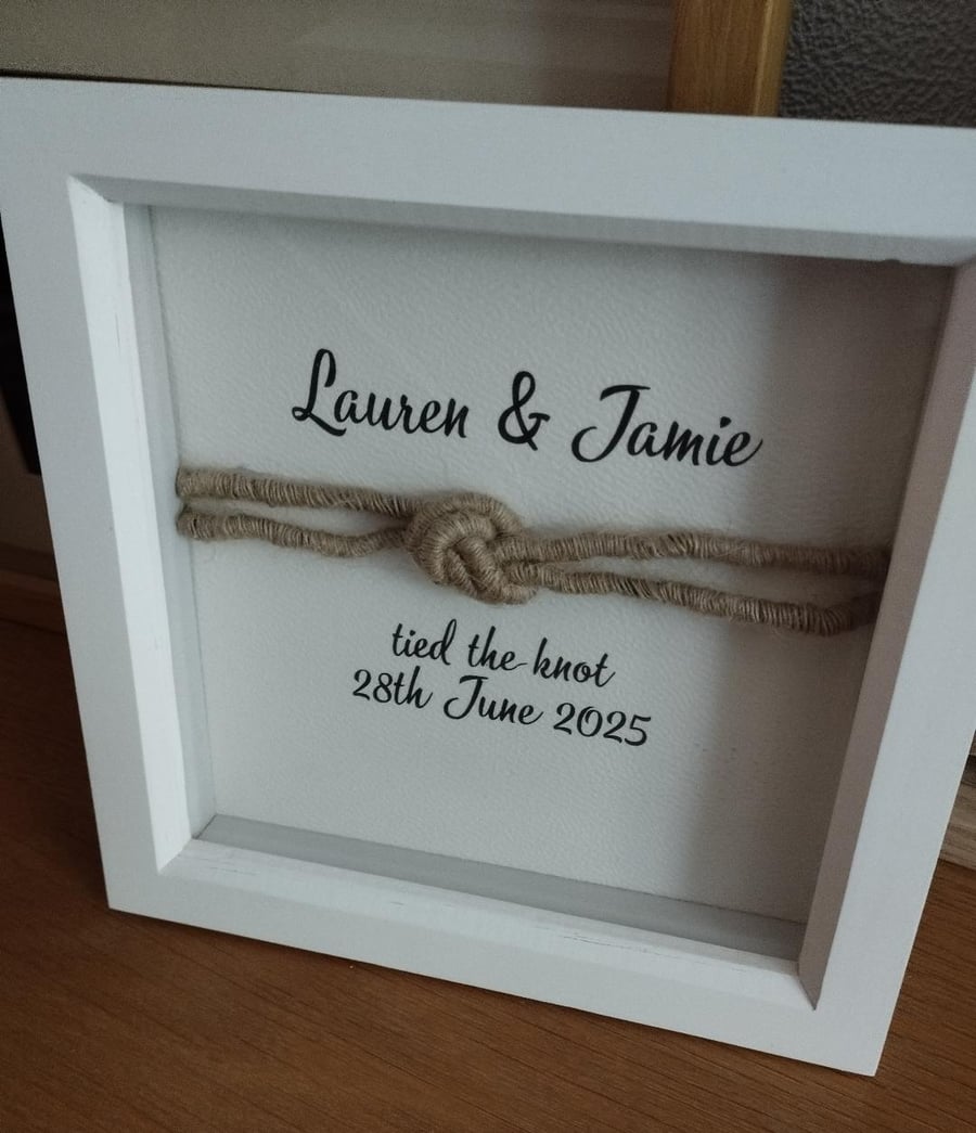 Tied the knot wedding picture frame