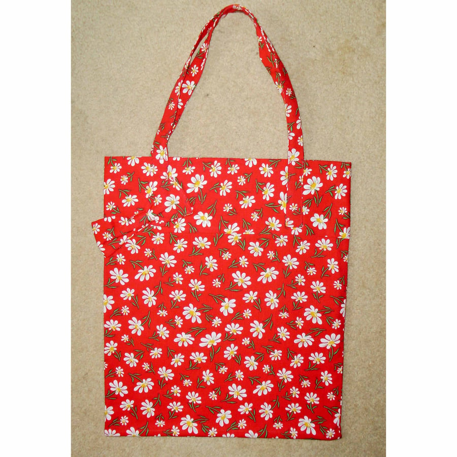 SALE PRICE Shopping or tote bag Red with daisies