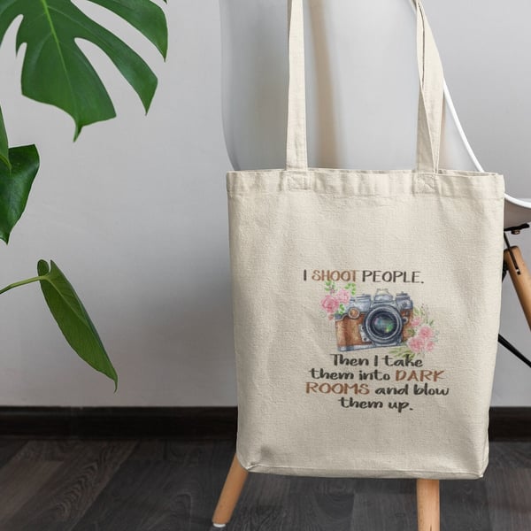Photography inspired funny printed tote bag, shopping bag great gift