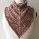 Handspun Knitted Merino & Silk Kerchief Cowl, Fawn, Peach