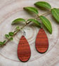 Red Padauk Wood Veneer Teardrop earrings - Lightweight Wooden Jewellery