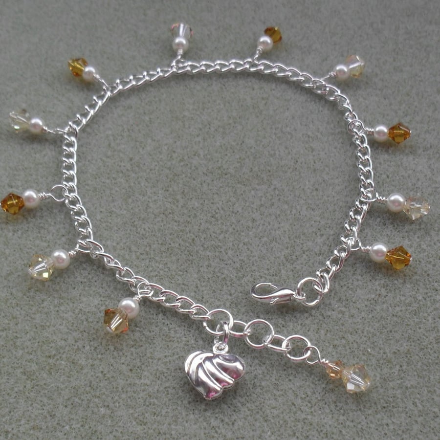 Crystal Silver Plated Anklet FREE P&P IN UK Seconds Sunday