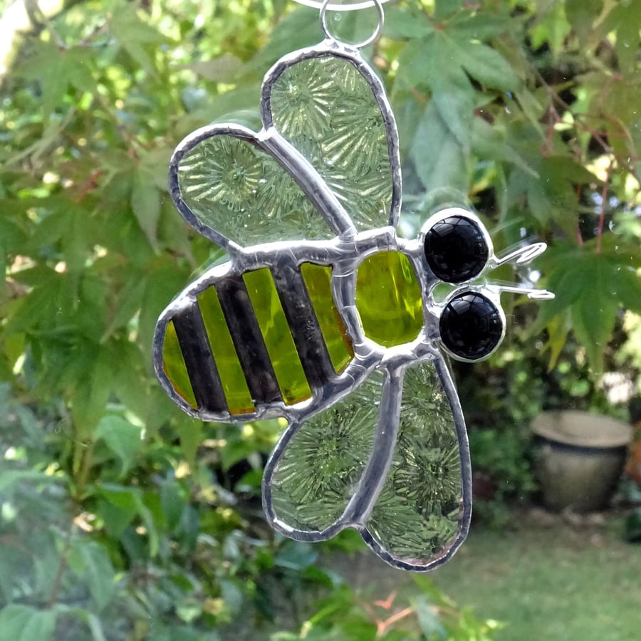 Stained Glass Bee Suncatcher - Handmade Hanging Decoration
