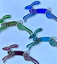Stained Glass Leaping Hare Suncatchers - Handmade Hanging Decoration - Multi Red