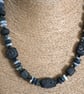 black lampwork glass beaded necklace with jasper - Image 10