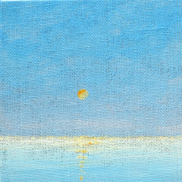 Original summer sunset sea painting miniature art shelf art small painting