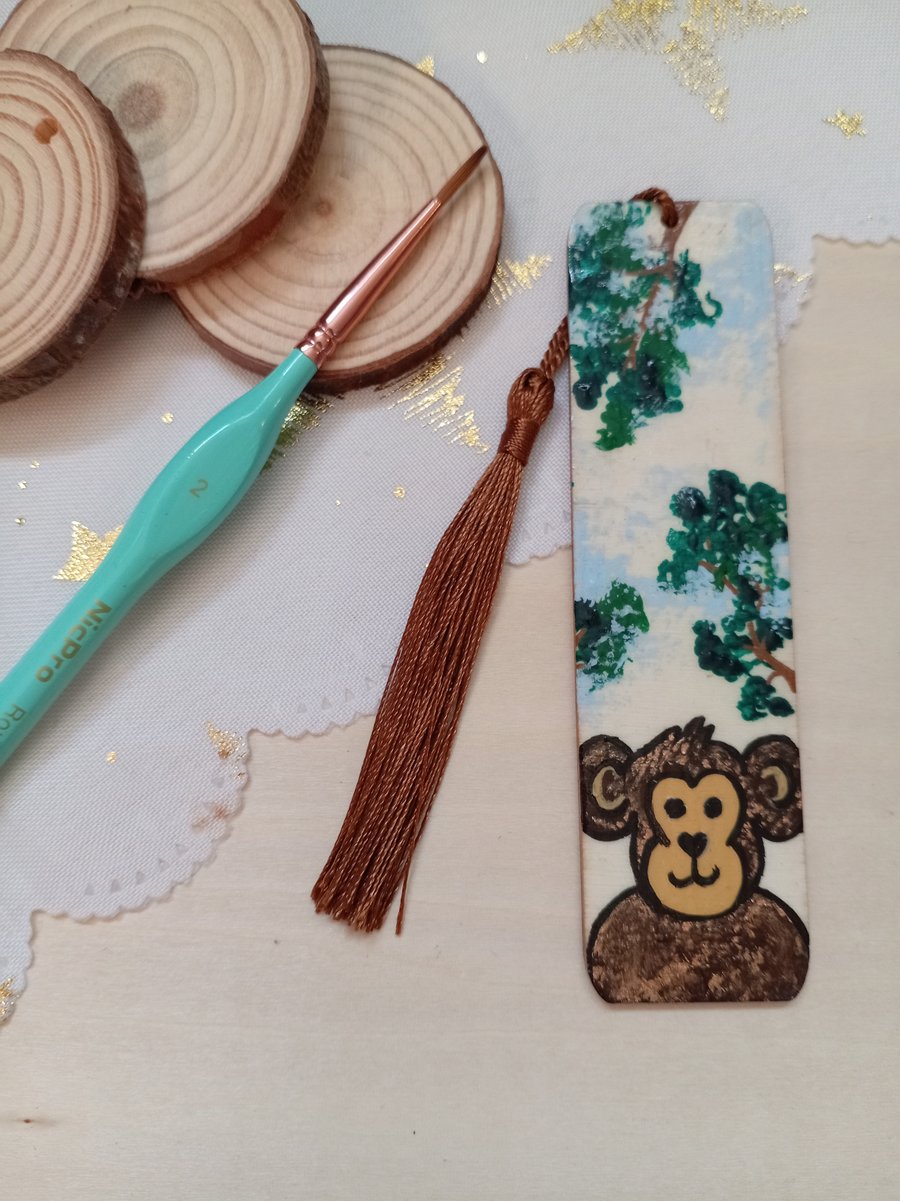 Wooden monkey bookmark 