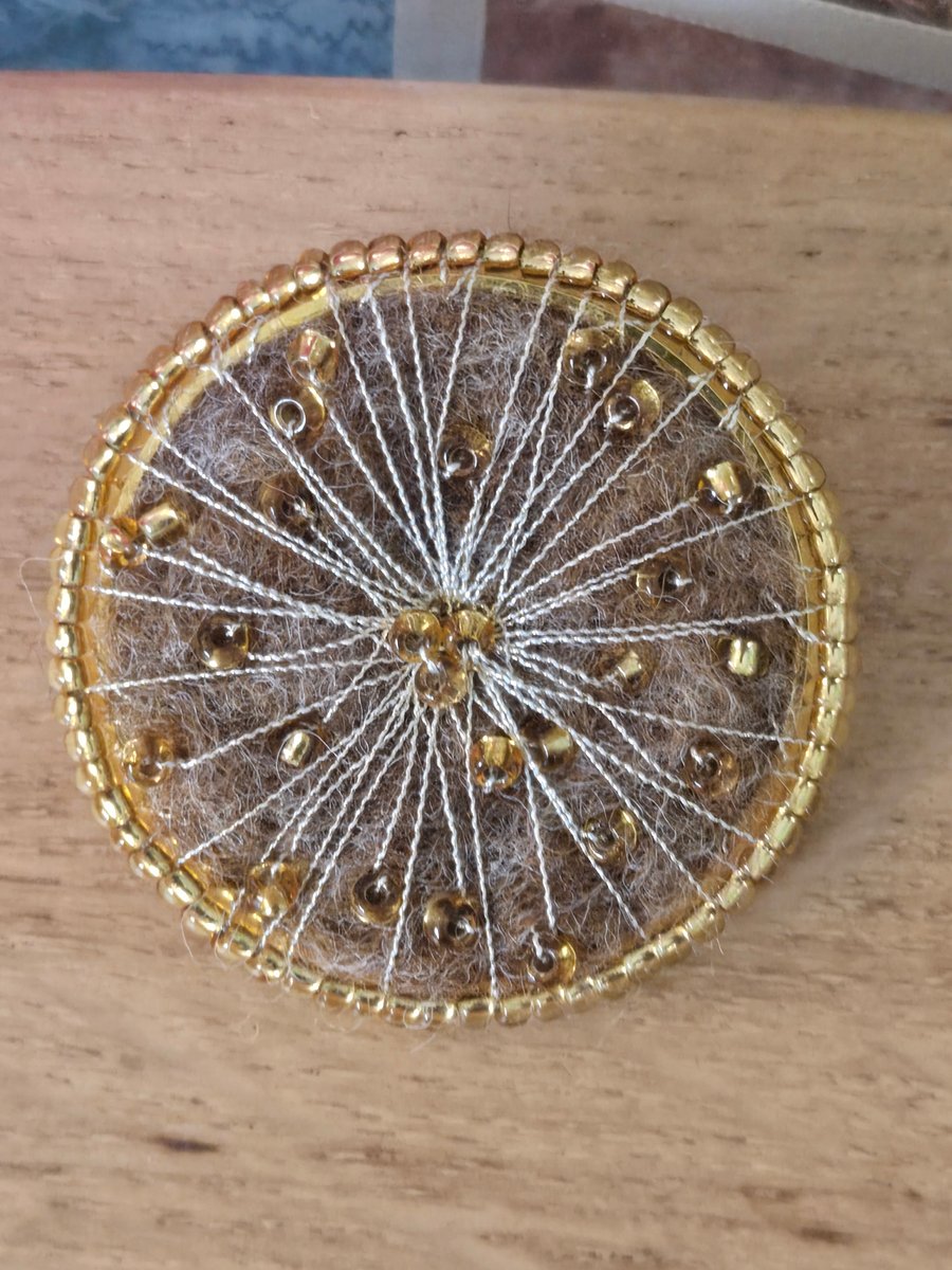 Needle felted brooch,seed bead brooch,embroidered brooch
