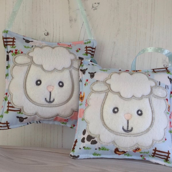 Farm Animal Door, Drawer Sachet, Pillow (Blue) PB14