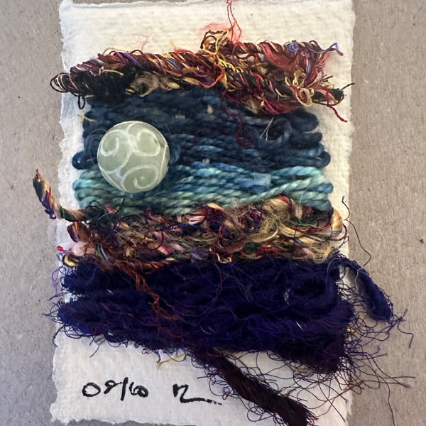 Beaded miniature weaving on paper 8 of 10