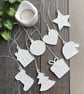 White Ceramic Style Christmas Tree Ornaments Set of 8 - Festive Decor - Image 2