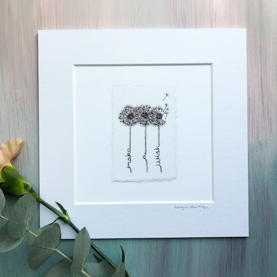 'Make a Wish' 8' x 8" Mounted Print