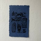 Patchwork stamp print on handmade paper