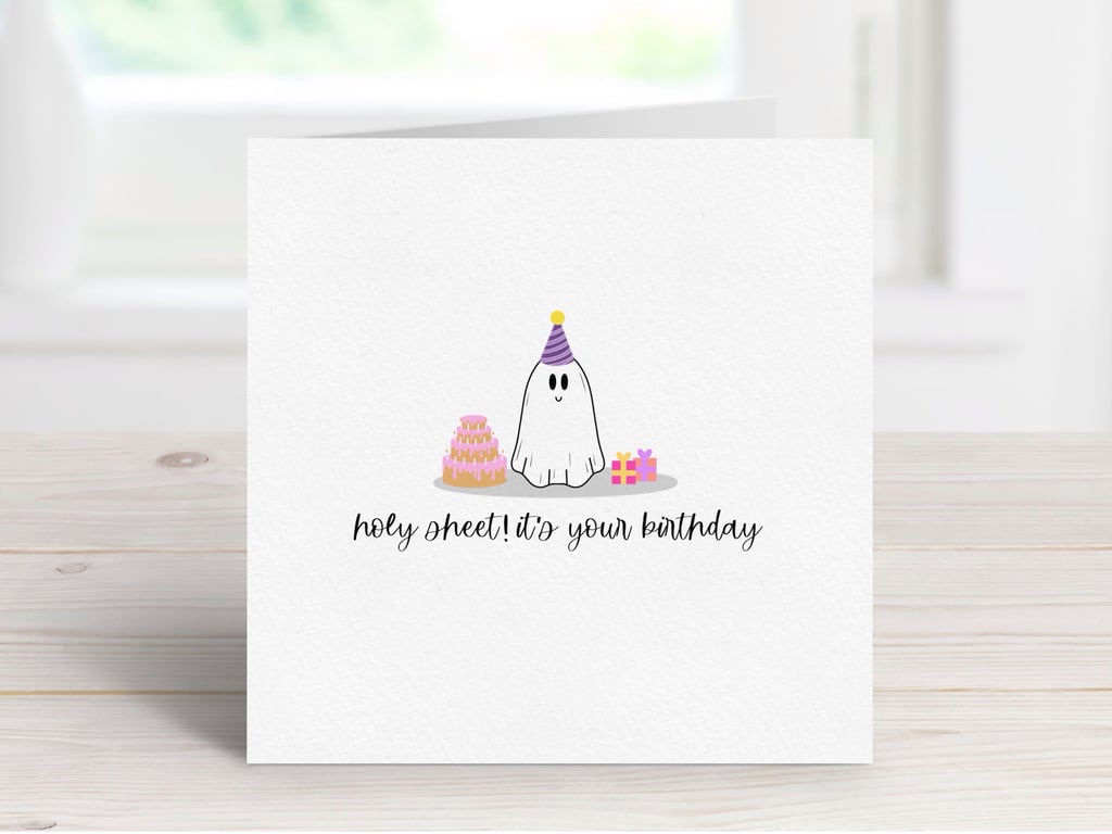 Spooky Ghost Birthday Card, Funny Pun Ghost Greeting Card.