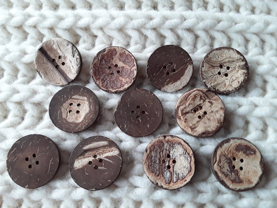 30mm (48L) 1 & 21 0" Real Coconut button LAST 7 PIECES 4 hole version